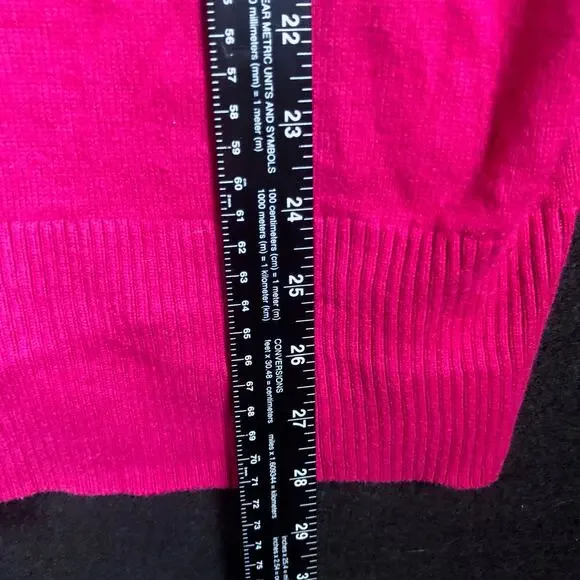 Eddie Bauer Womens Sweater Bright Pink Mock Neck 1/2 Button Long Sleeve Large - Picture 8 of 11